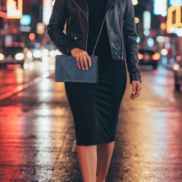 BCBGMaxazria Sonia Crystal Mesh Satin Box Clutch - Picture 2 of 13